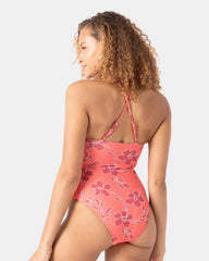 Garden Twirl Plunge Lattice Front One Piece Swimsuit