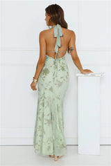 Social Girl Halter Maxi Dress Sage