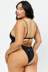 Croft Satin Cheeky One Piece Swimsuit - Black