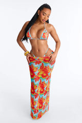 Gia 2 Piece Bikini And Sarong Set - Orange/combo