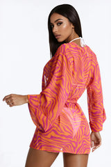 Nothing But A Stripe Waist Tie Swim Cover Up Kimono - Pink/combo