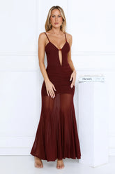 Chiciest Energy Maxi Dress Burgundy