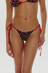 Divine Tie Side Skimpy Bikini Bottom - Cherry Hearts