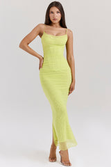 acid lime corset maxi dress