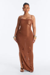 Penny Crochet Swim Cover Up Maxi Dress - Mocha