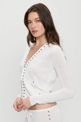 Atlas Zip Up Knit Hoodie - Coconut Cream