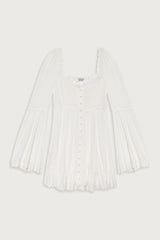 Sunflower Floral Embroidered Mini Dress - White