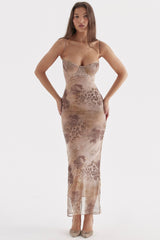 cream floral print maxi dress