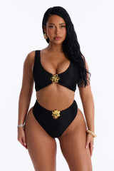 Gaia Ribbed 2 Piece Bralette Bikini Set - Black