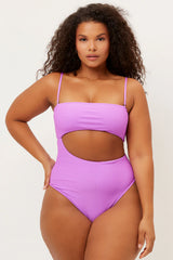 Carter Ribbed High Cut One Piece Swimsuit - Passionfruit