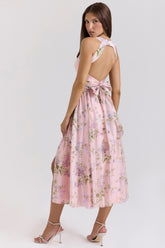 pink floaty chiffon midi sundress