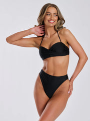 Calippo Twist Front Bikini Top in Black
