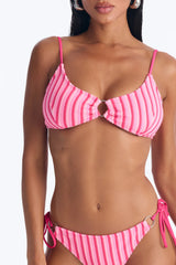 Emery Striped Terry 2 Piece Bralette Bikini Set - Fuchsia