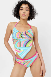 Indy Shine Halter Bikini Top - Rainbow Swirl
