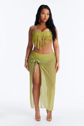 Cabana Cooldown 3 Piece Fringe Bikini Set - Olive