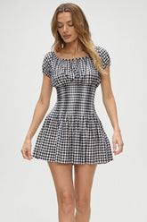 Sadie Gingham Mini Dress - Black Gingham