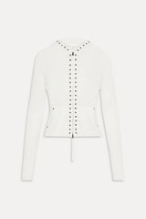 Atlas Zip Up Knit Hoodie - Coconut Cream