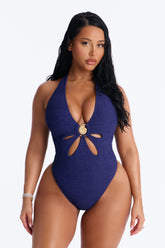 Sunny Days Textured 1 Piece Swimsuit - Blue