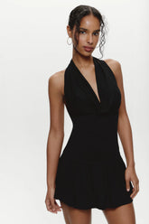 Bowery Cowl Neck Mini Dress - Black