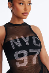 Poolside Chilling Fishnet Cover Up Dress - Black