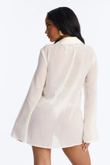 Lush Linen Swim Cover Up Mini Dress - White