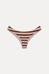 Marina Cheeky Striped Bikini Bottom - Strawberry Chocolate