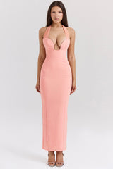 sorbet crepe halter maxi dress
