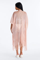 Corrine Shimmer Swim Cover Up Kimono - Rose Gold