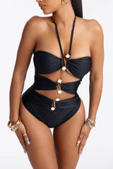 Karla Cutout Hardware 1 Piece Swimsuit - Black/White