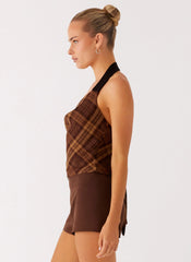 Stateside Cowl Top - Plaid