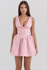powder pink satin mini dress - sale