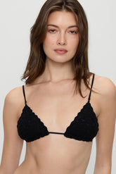 Elena Crochet Shine Bikini Top - Black