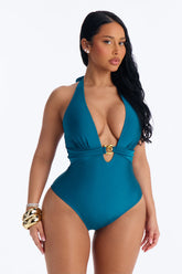 Ellie Plunge 1 Piece Swimsuit - Teal