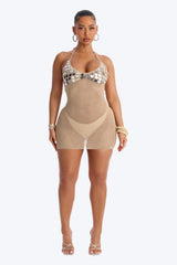 Hawaii Heat Tassel Sequin Swim Cover Up Dress - Cream
