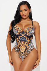 Moira Underwire 1 Piece Swimsuit Set - Black/Brown