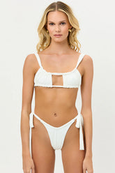 Willow Ruched Bikini Top - White