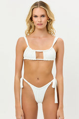 Willow Ruched Bikini Top - White