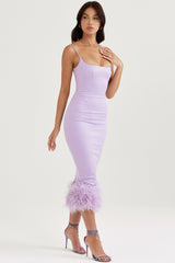 orchid satin midi dress