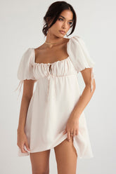 ivory georgette mini dress - sale