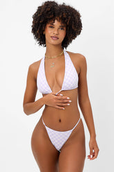 Harlow Checkered Halter Bikini Top - Purple Check
