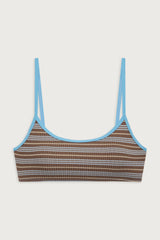 Bay View Striped Bralette Bikini Top - Ocean Stone