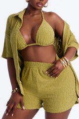 Your One And Only Bikini And Coverup Short Set - Olive