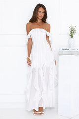 Village Of Sea Off Shoulder Maxi Dress White