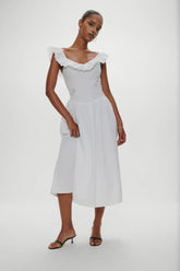 Georgia Cotton Embroidered Midi Dress - Angel's Meadow