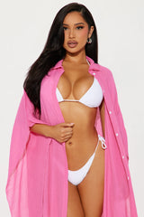 Megan Swim Cover Up Kimono - Hot Pink