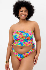 Paloma Floral Strapless Bikini Top - Neon Surfer