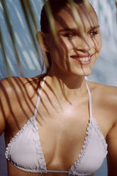 Nick Ruffle Triangle Bikini Top - Saltwater Stripe