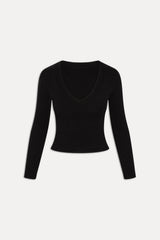 Kit V Neck Knit Sweater - Black