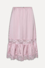 Hideaway Satin Slip Midi Skirt - Strawberries & Cream