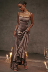 smoke lace up maxi dress